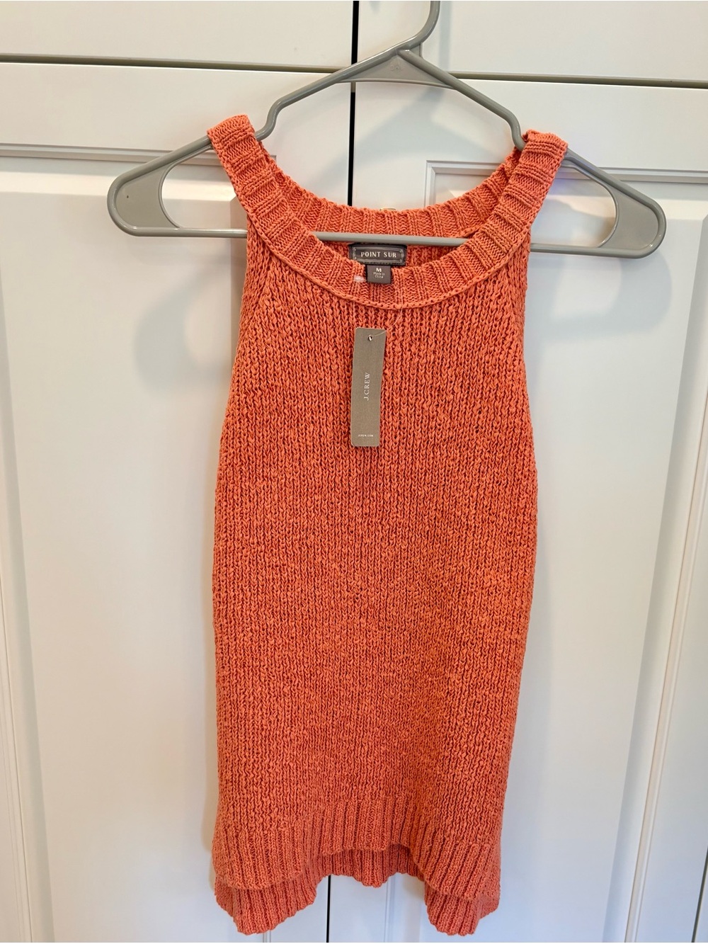 J.Crew Point Sur chunky open-knit sweater tank top in a coral/terracotta shade M